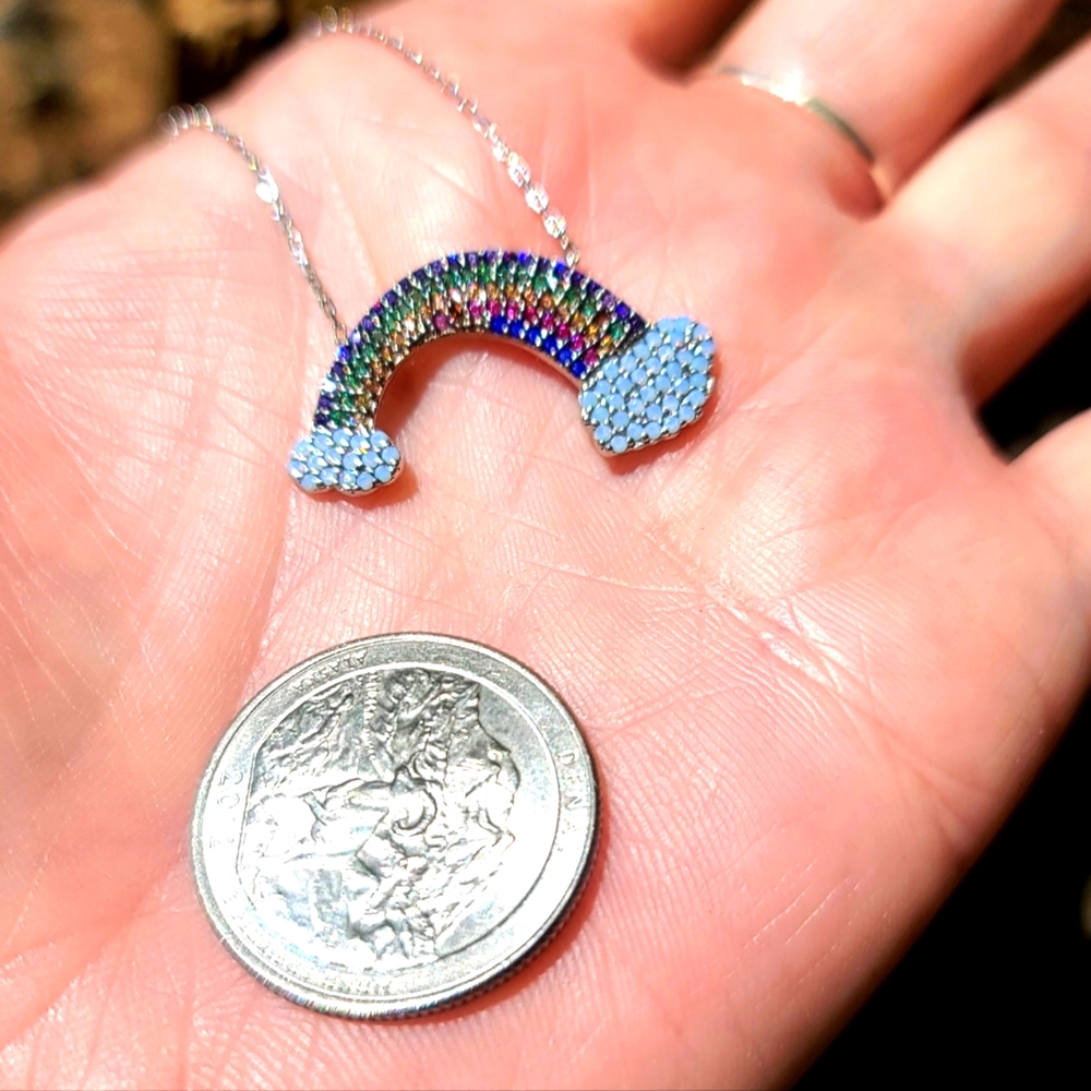 Opal Cloud Multi Gem Rainbow Sterling Necklace - image 1